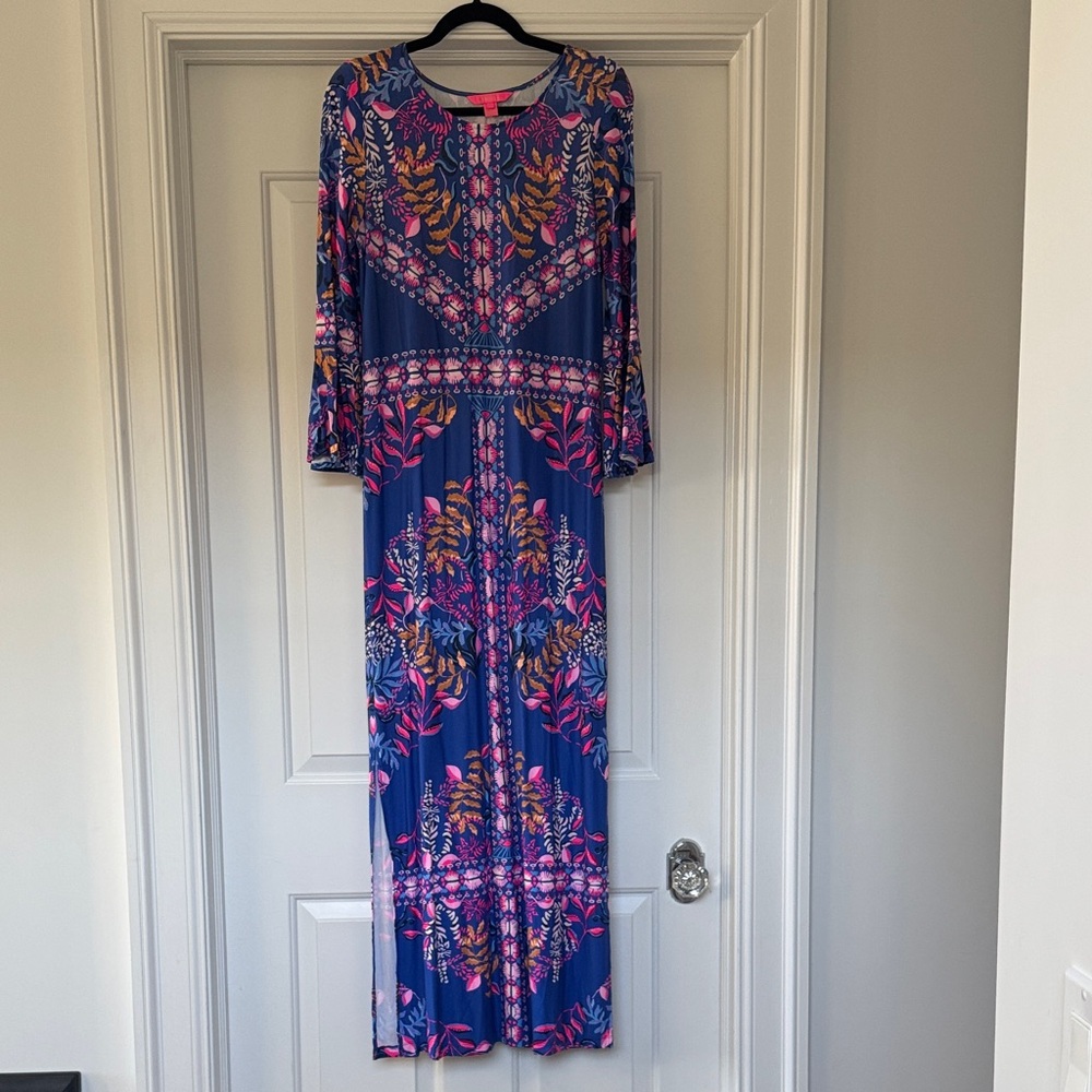 Lilly Pulitzer Blue and Pink Maxi Dress